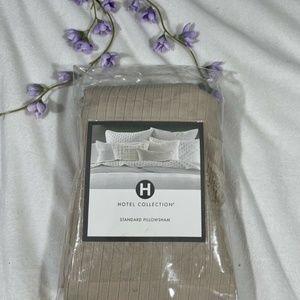 NEW Hotel Collection Pleated‎ Stripe Taupe (1) Standard Pillow Case